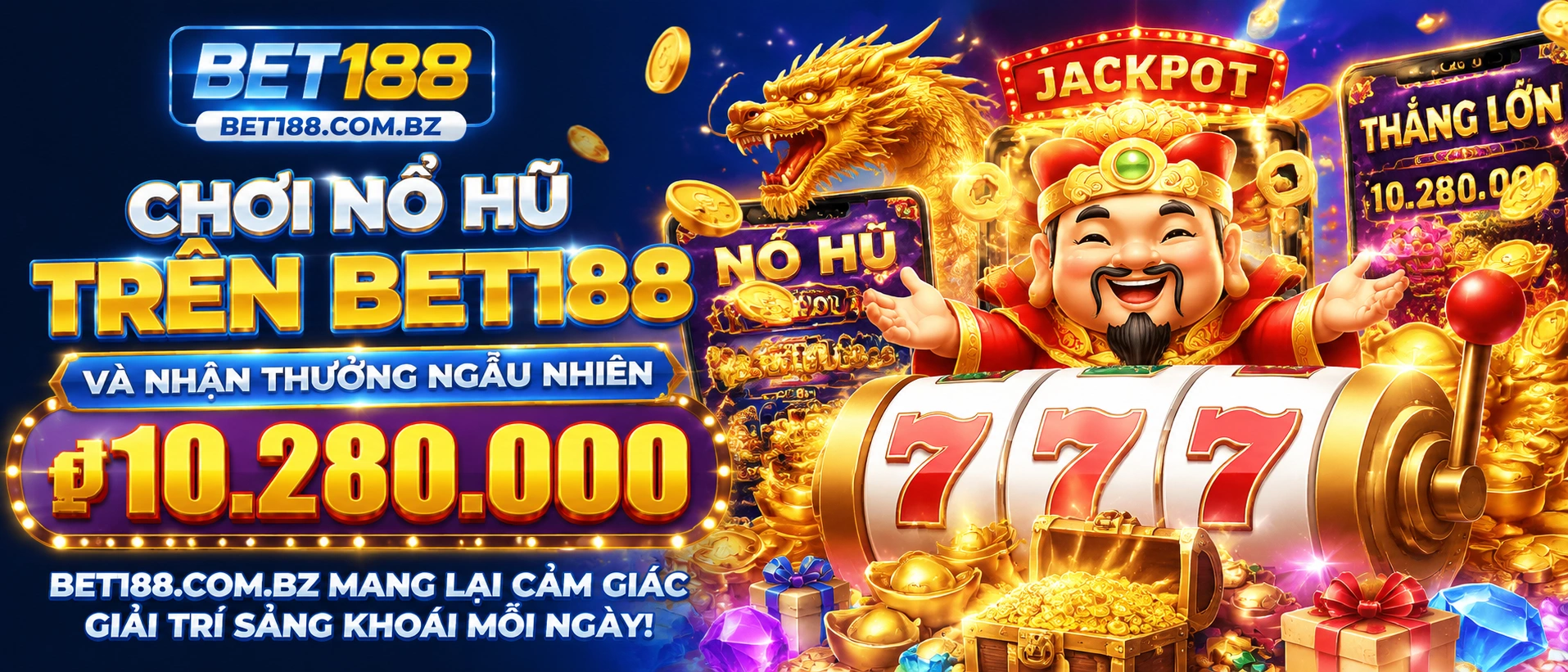 Giao diện Nổ Hũ bet188.com.bz với danh mục game và badge rõ ràng