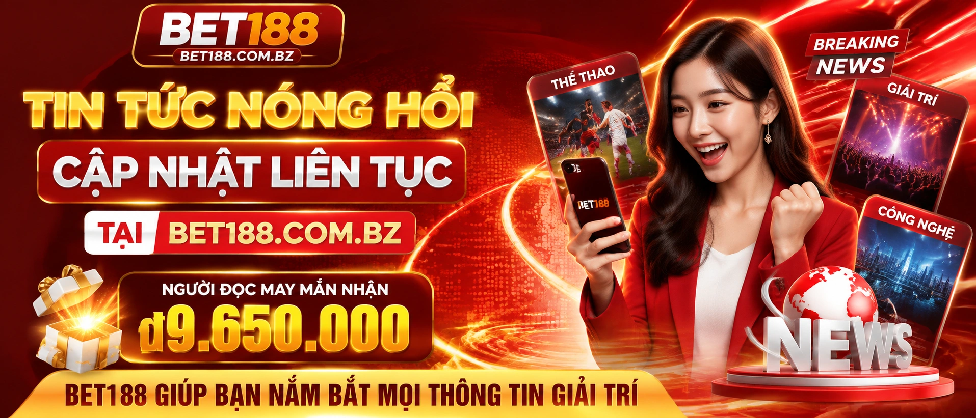 Giao diện tin tức bet188 trên màn hình di động