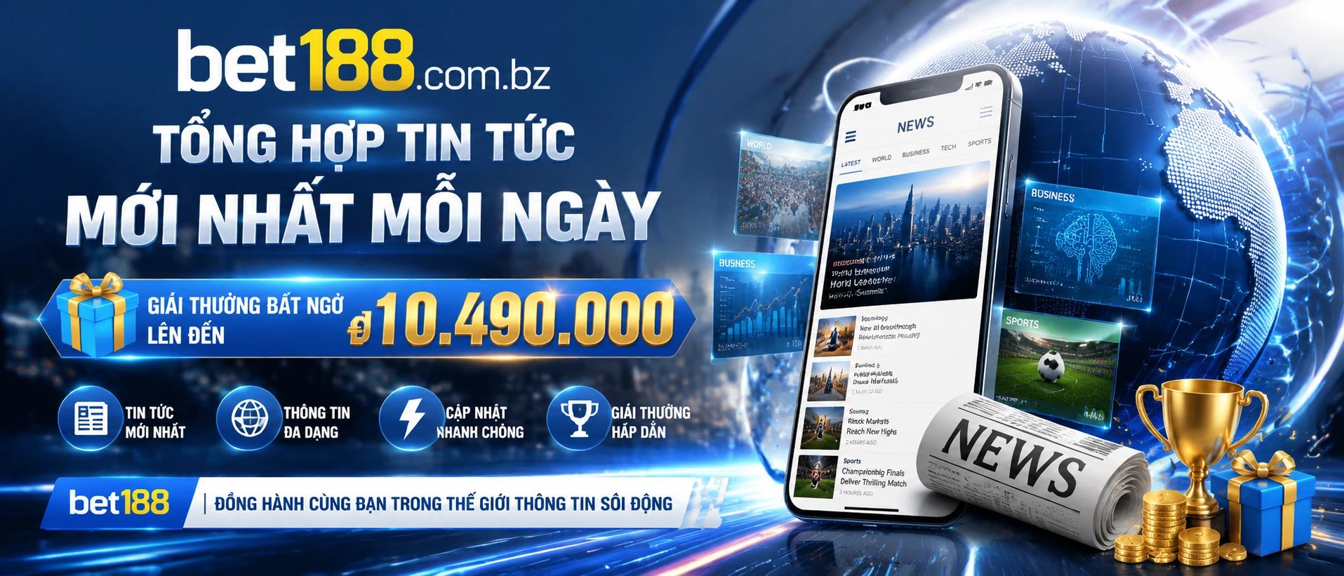 Trang cập nhật tin tức với bố cục gọn và dễ đọc